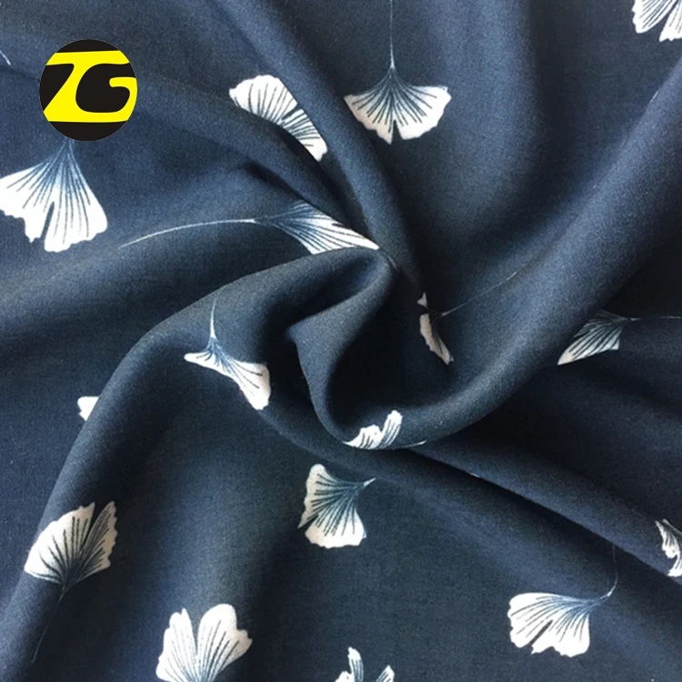 Leaf design digital printed 100 viscose weaving rayon poplin fabric for women blouses