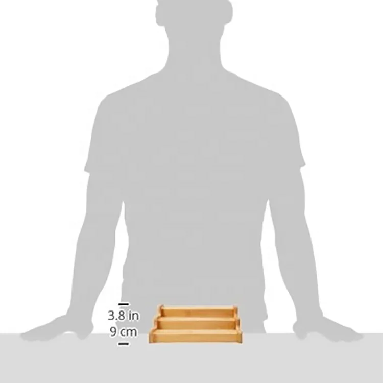 Hot Sale Unique Design Kitchen Classics 3-Tier Expandable Bamboo Spice Rack Step Shelf Cabinet Organizer