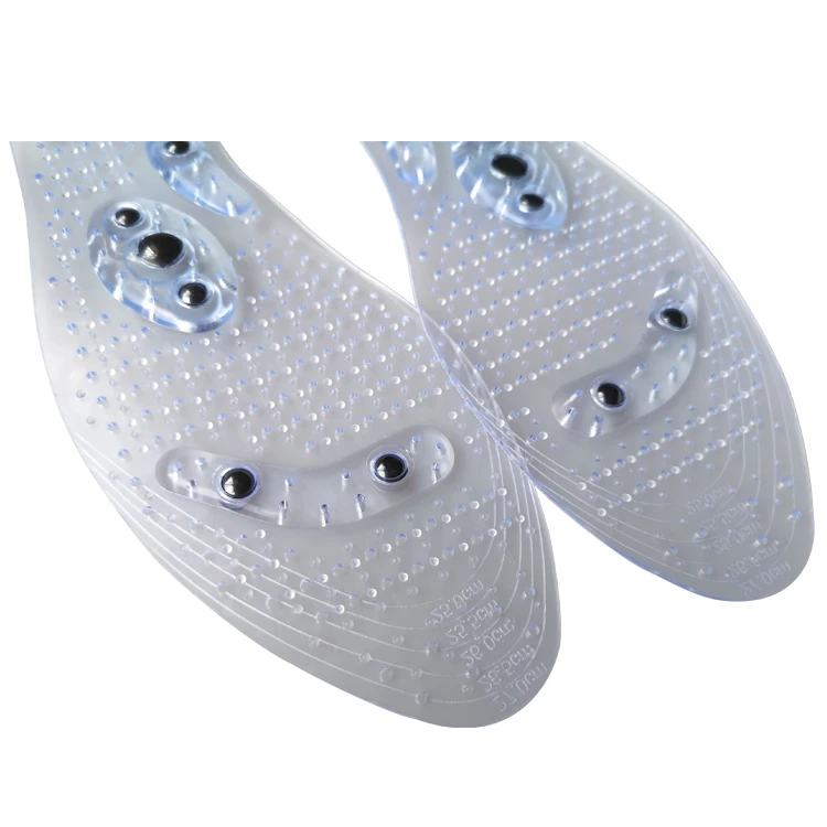 factory wholesale cuttable foot healthcare plantar faciitis breathable PVC acupuncture therapy massage magnetic insole flat feet