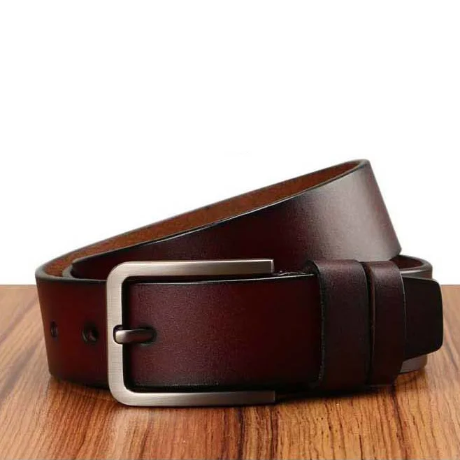 100% Cowhide Genuine Leather Belt Men Brand Strap Male Pin Fancy Vintage Cowboy Jeans Cintos