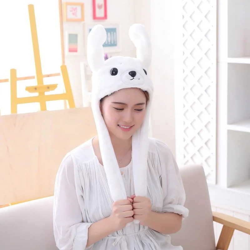 Better quality white color sea lions plush hat with moving ears