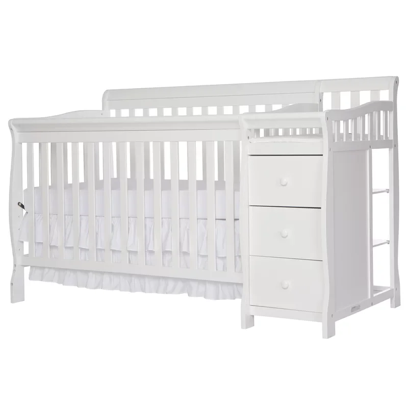 Convertible Crib, Baby Cot North American style 4 in 1 pine wood solid wood Baby crib with drawers
