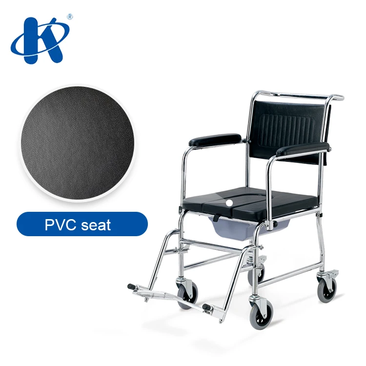 Kaiyang KY695 manufacturer foldable Commode wheelchair for elderly people CE certification Chromed Steel Commode Wheelchair