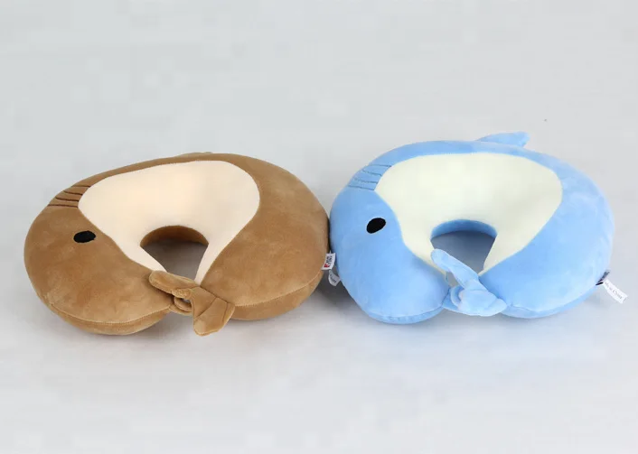 Plush Dolphin Toy Super Soft Neck Head Support Travel Pillow Massage Cushion Cute Kids Stuffed Animal U Shape Travel Pillow Neck
