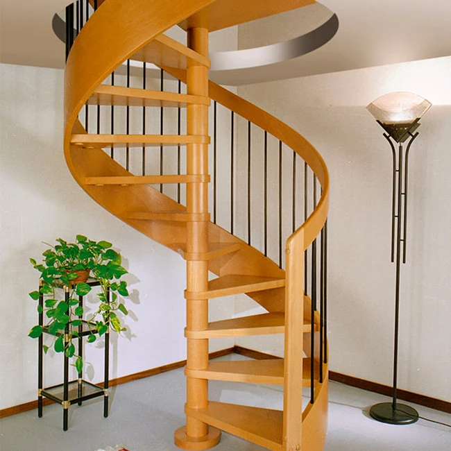 Step ladder tread wooden indoor spiral staircase