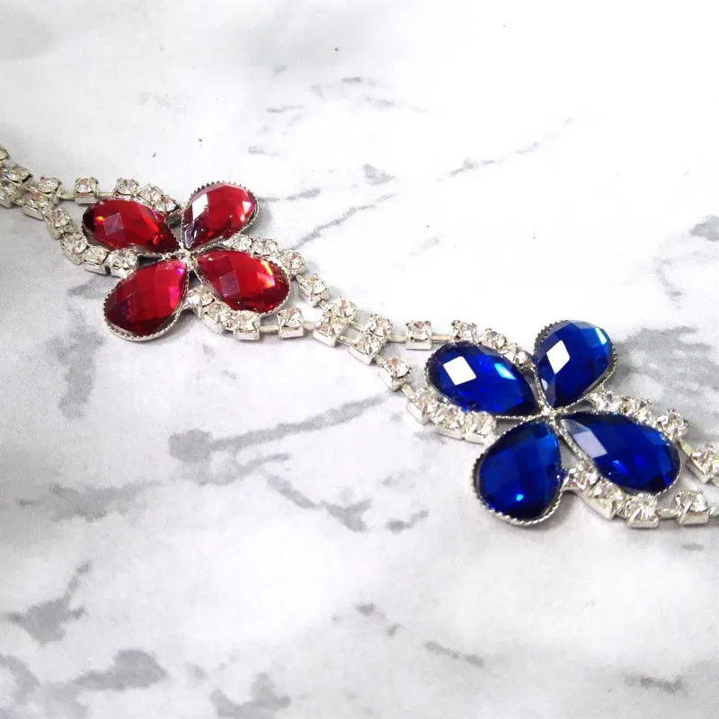 Elegant Flower Crystal Glass Rhinestone Trimming Chain for Decorative