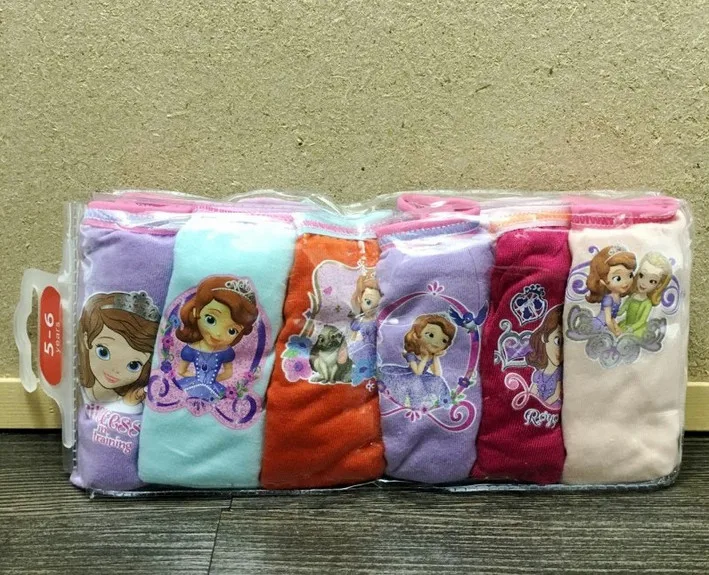 6 pcs/pack kids  briefs girls underwear children printed triangle pants