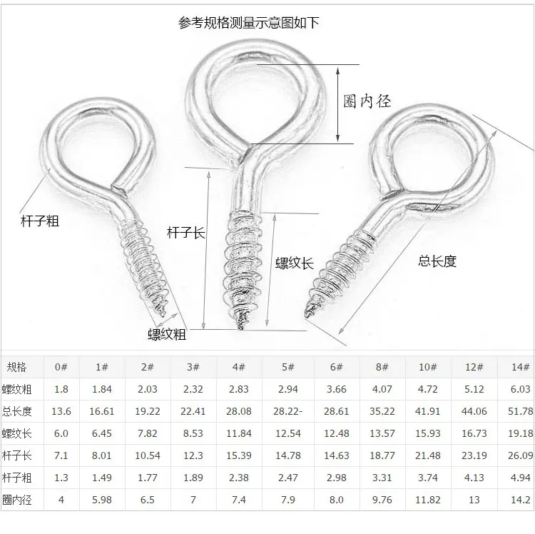 Self Tapping close sealing brass screw decorative hooks fish eye wood screw