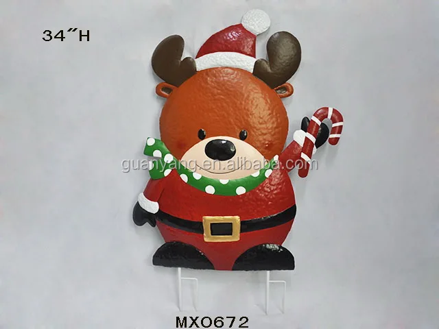 Metal Christmas Holiday Yard Winter Garden Stakes Snowman Santa Stakes