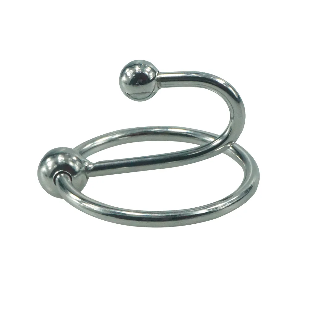 Medical Stainless Steel Urethral Plug Toys Hhead Ring With Double Ball Prince Albert Wand Penis
