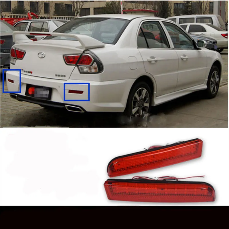 For Mitsubishi Lancer Evo X Red Lens Bumper Reflector LED