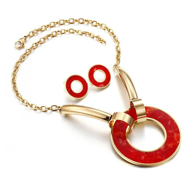 Fashion & Costume Dubai Gold Plated Jewelry Set, Stainless Steel Bridal Wedding Jewelry Necklace Set