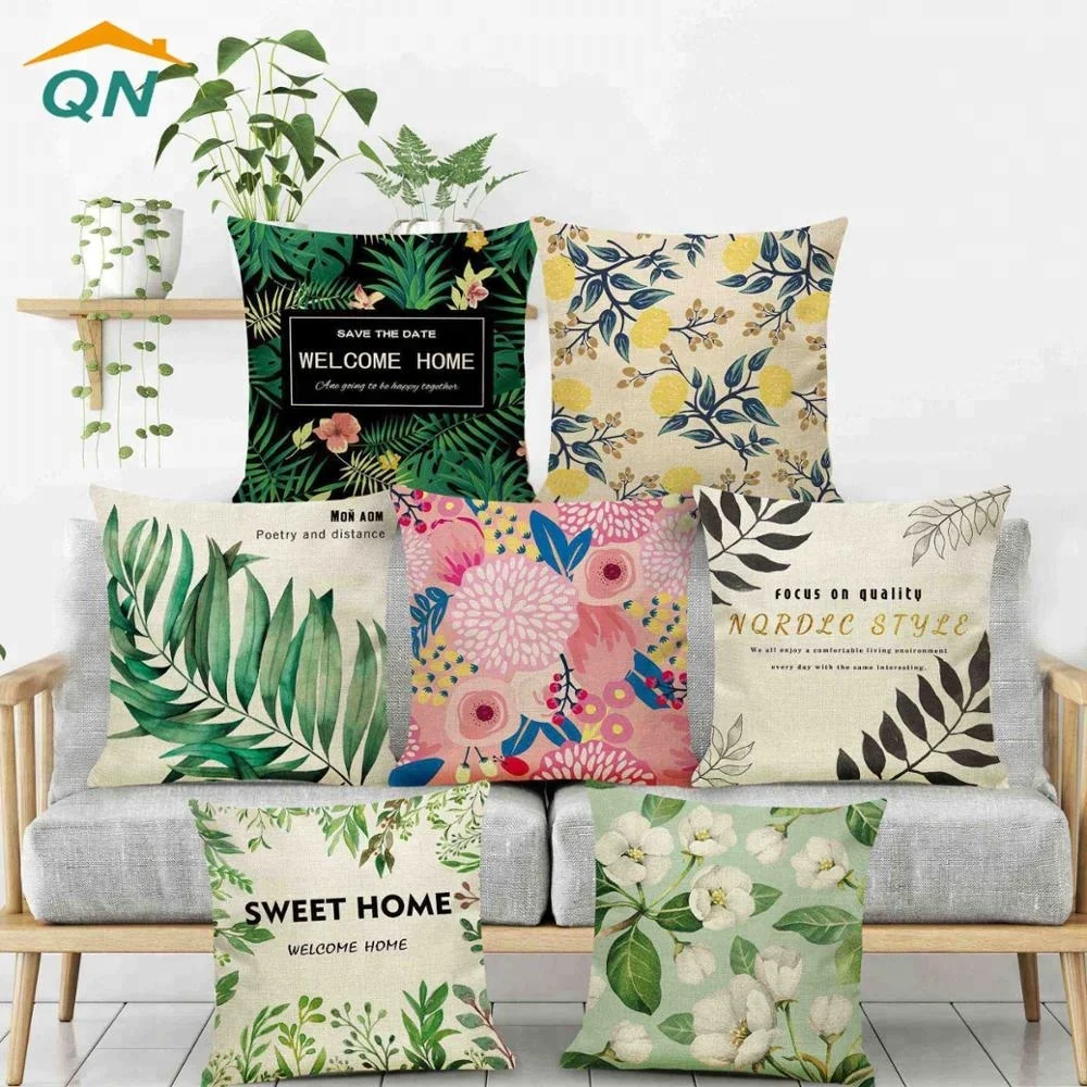 Digital Printed Banana Leaf Design sofa cotton Cushion Cover pillowcase