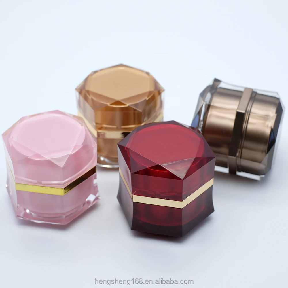 
Hengsheng factory supply customize OEM empty plastic acrylic polygonous crystal 5g 10g hexagon cream jar 