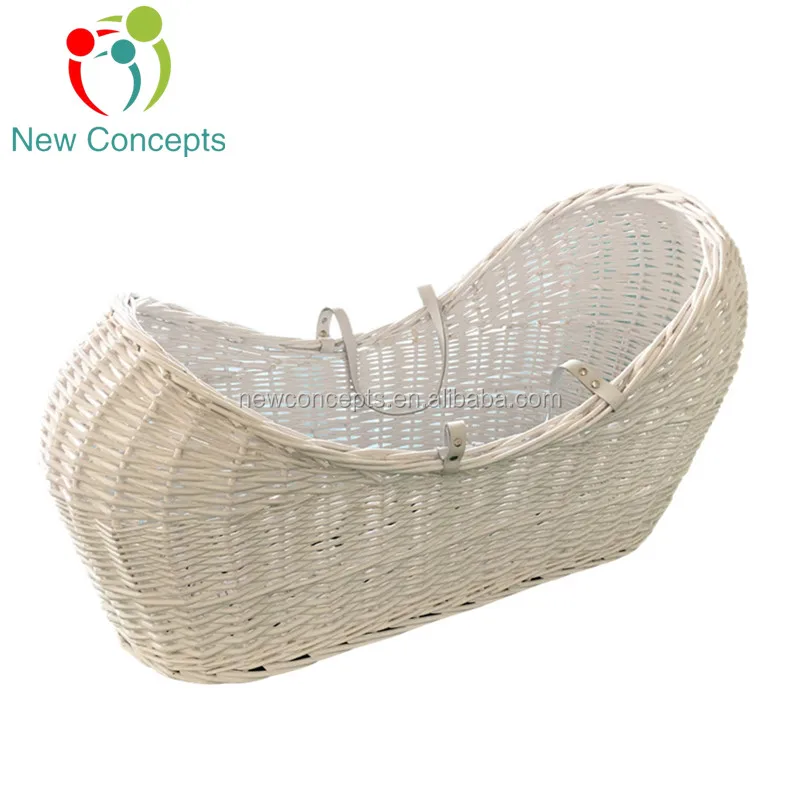 Wholesale white baby carry basket wicker moses baby basket