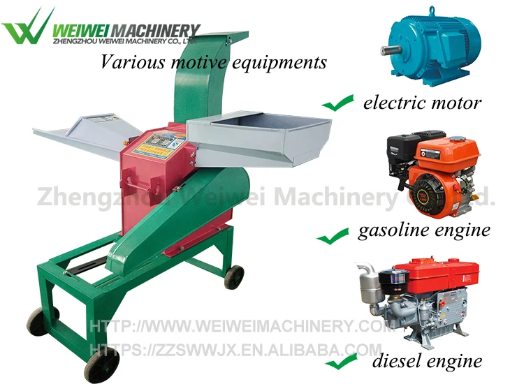 Weiwei Diesel Gasoline engine dual functional agriculture machinery hay cutter feed processing machines crusher for grain home