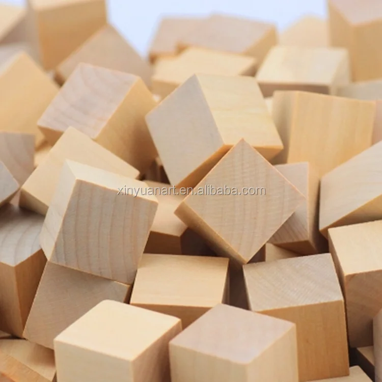 High quality polished natural color wooden block for kids 20mm DIY wood cubes