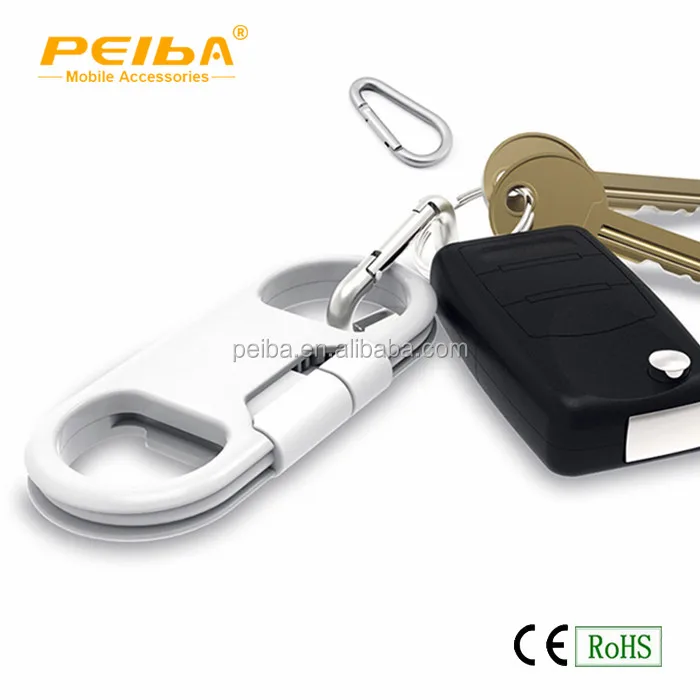 
USB Data Sync Charge 8 Pin Key Chain USB Cable Bottle Opener White and Black Bottle Opener Keychain Cable 