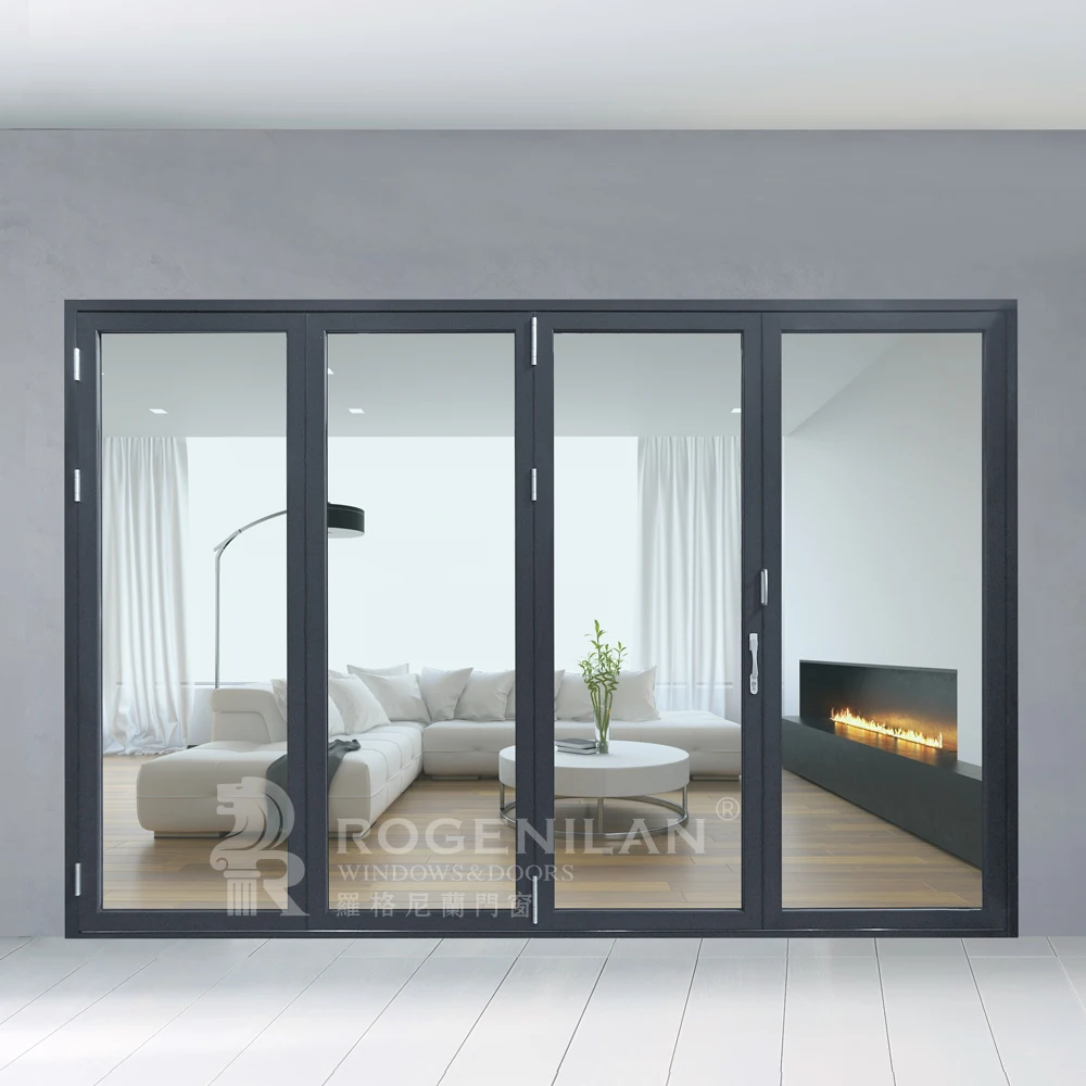 Внутренние звуконепроницаемые двери патио, Двойные Стеклянные балконные бесшумные алюминиевые складные двери