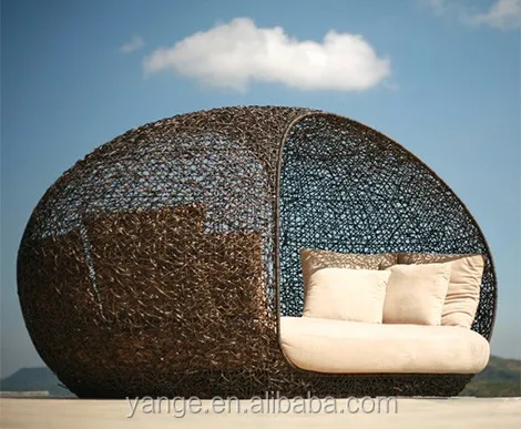 Rattan sunbed for swimming pool with covers