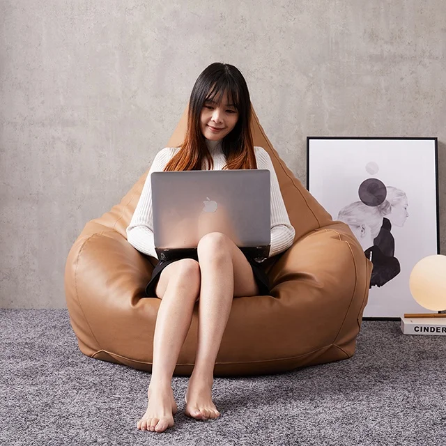 Relaxing High-back Gamer Faux Leather Bean Bag Chairs Bulk Custom Unique Pyramid Beanbag Triangular Shape Comfortable Sofa