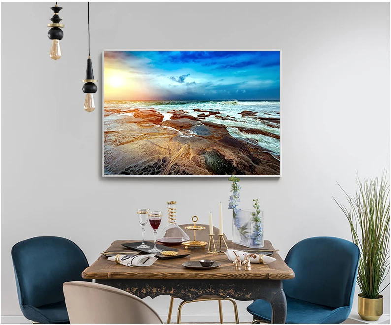 Stretched canvas art of seaside reefs for hotel decorative picture