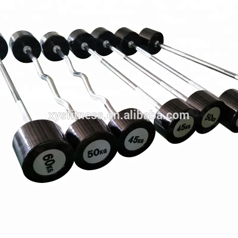 Workout Urethane Straight Bar Weight Set PU Fixed Barbells
