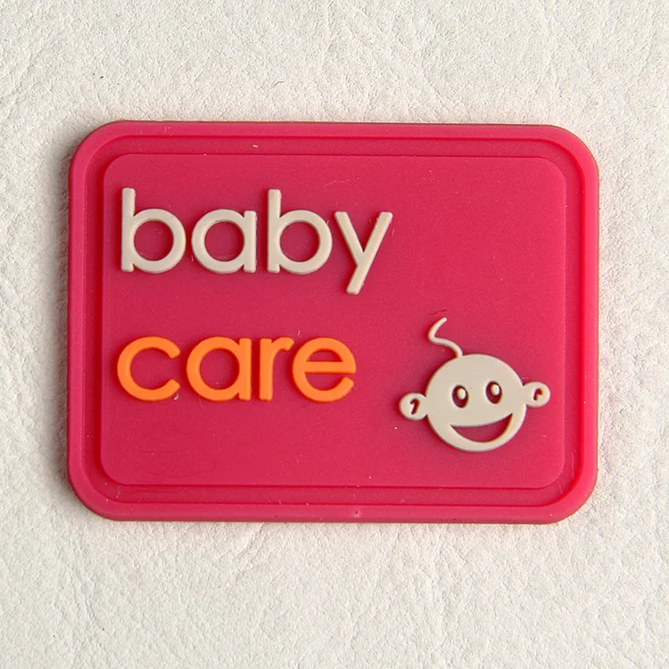 Soft washable Clothing PVC customized rubber label, silicon 3D label for baby care products