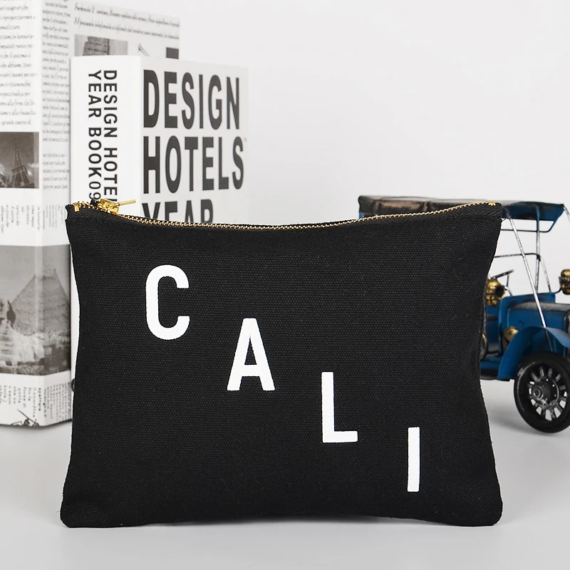 China Factory Wholesale metal zipper pouch Fashion canvas bag with zipper