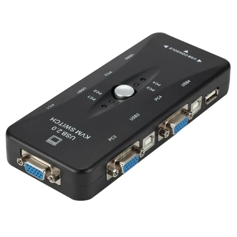 4-Port USB 2.0 kvm switch HDTV Mouse/Keyboard/VGA Video Monitor 200MHz 1920x1440