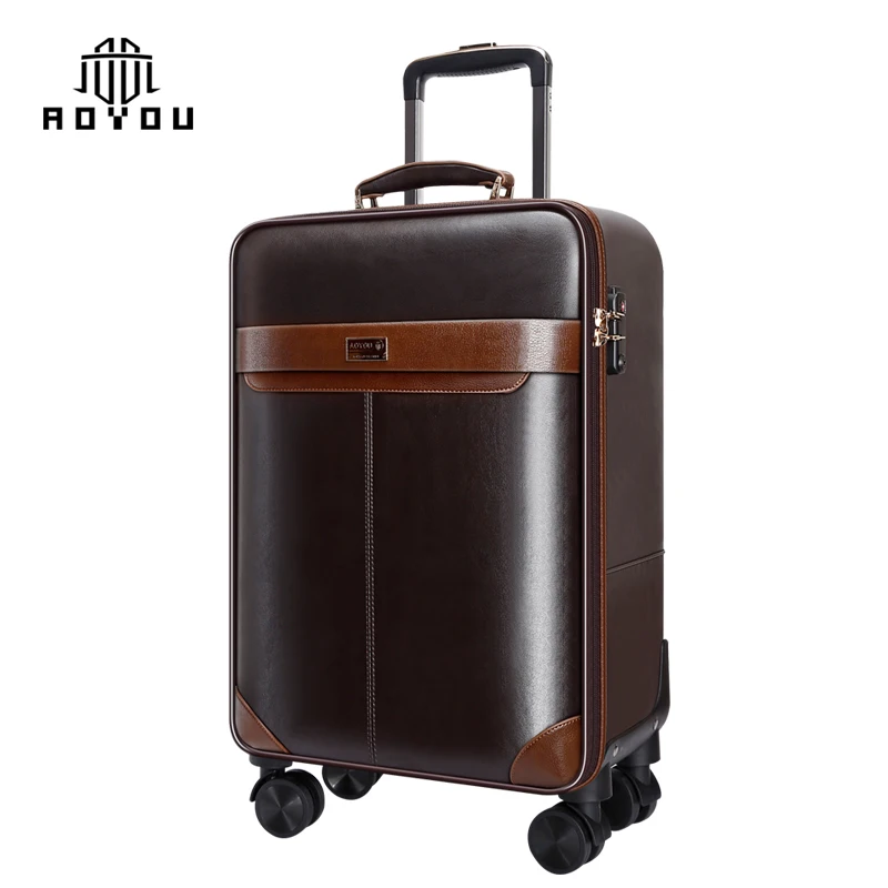 New Chinese Business Luggage Travel Bag with Pull-rod Box Polyurethane Leather Bag Pull-rod Box