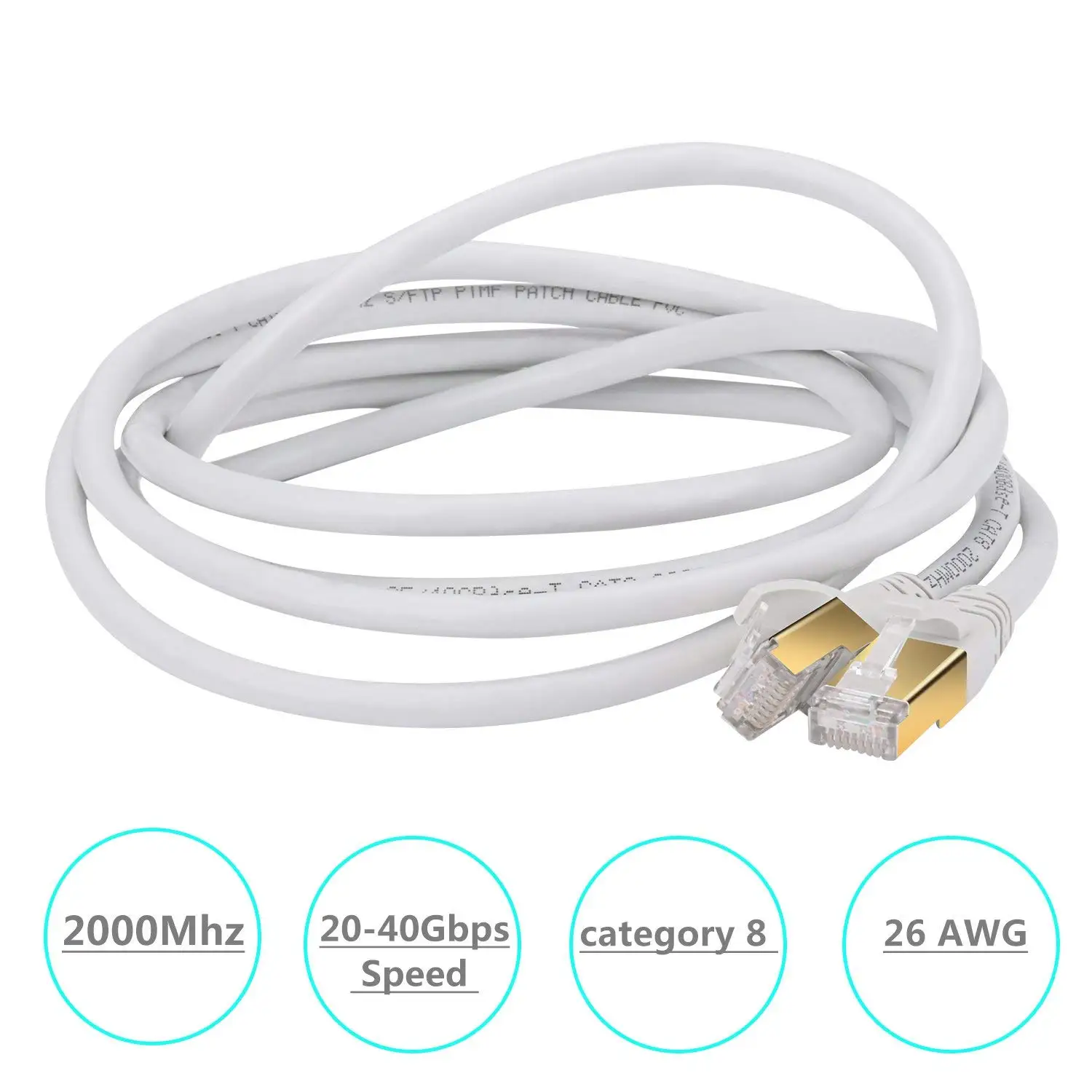 Glory High Speed 40Gbps 2000Mhz FTP SFTP STP RJ45 Gigabit Network Copper CAT8 Patch Cable 0.5m 1m 5m 15m lan cavo ethernet cat 8