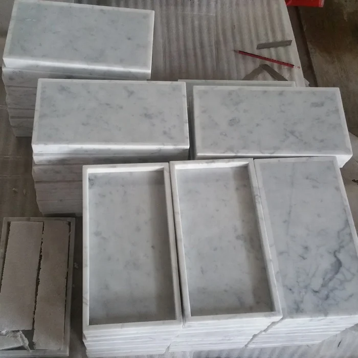 Luxury Carrara white marble square tray