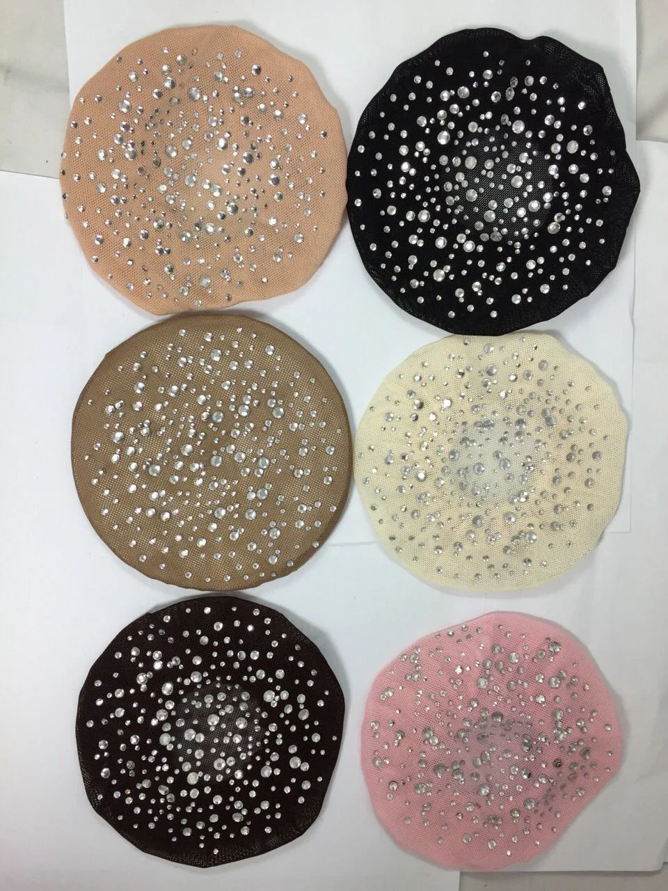 HB00002  Women Dot Satin Flower Bun Cover Snood Hair Net Slumber Sleep Ballet Dance Skating Crochet Decor