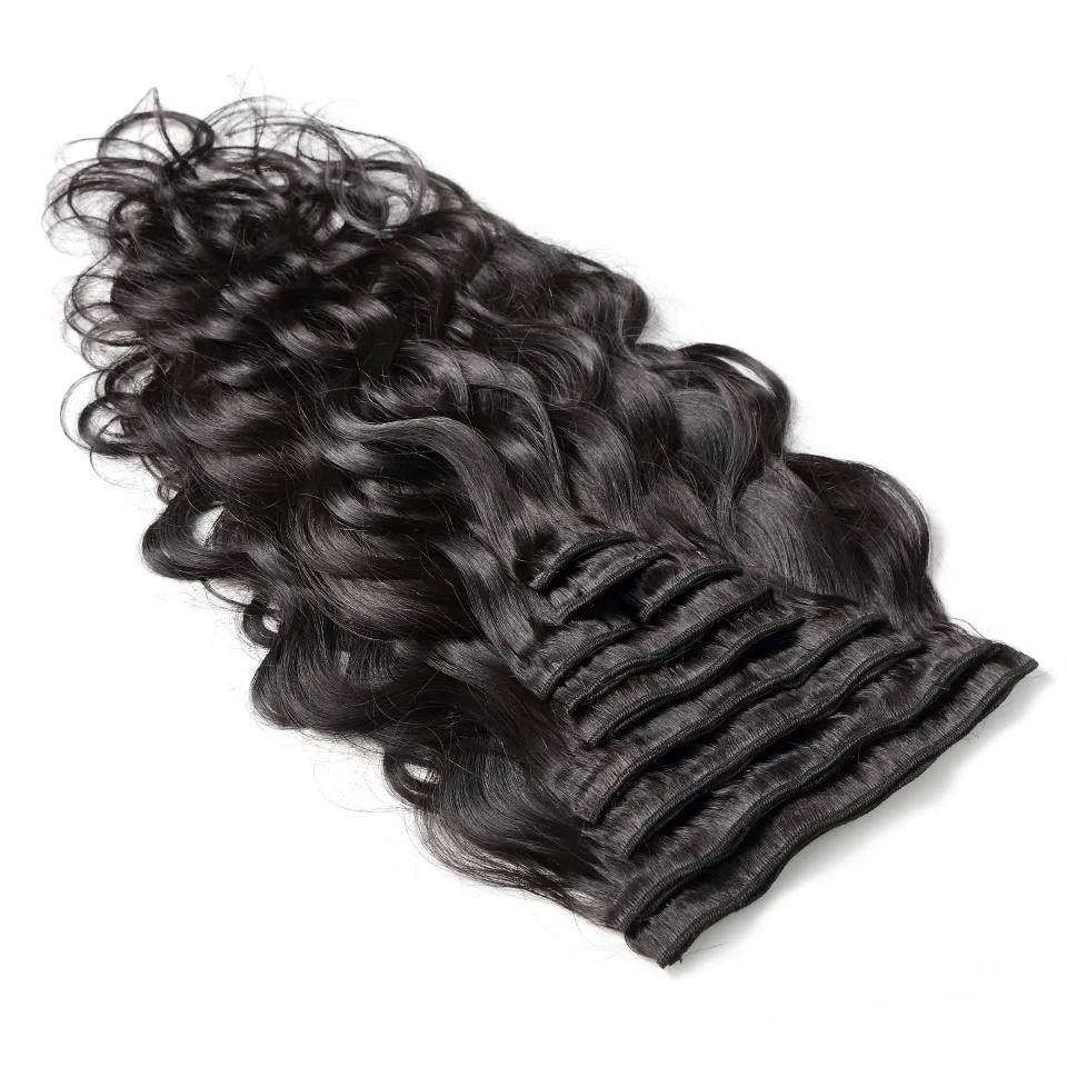 
Wholesale price factory clip in hair extension Body Wave 100G Natural Color remy human hair extension toupee human hair wigs 