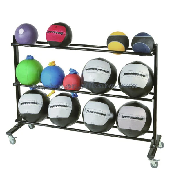 3 слоя медицинский мяч розетка тренажерный зал для боулинга стеллаж для выставки товаров с колеса HRIR04