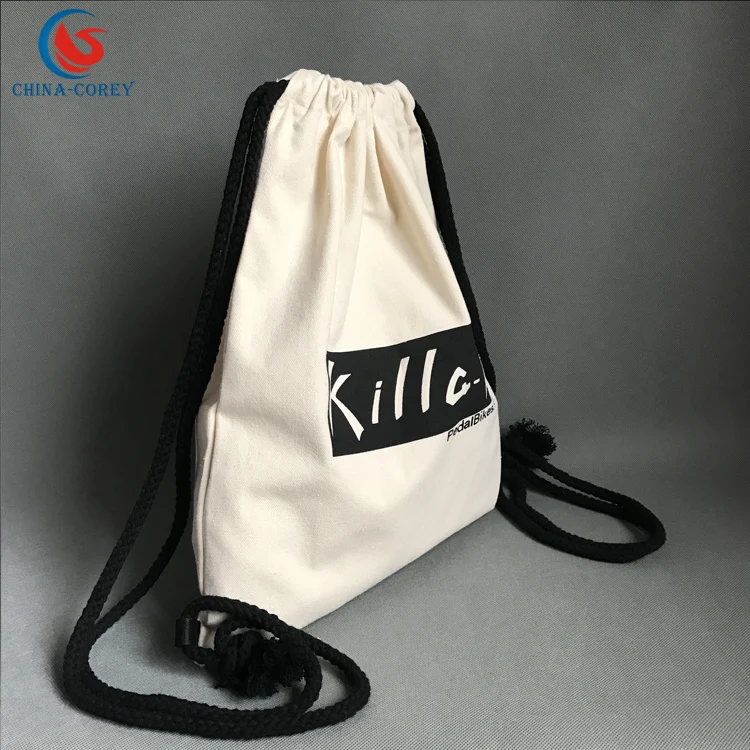 
cotton canvas gym sport duffle bag with logo printed for promotional 