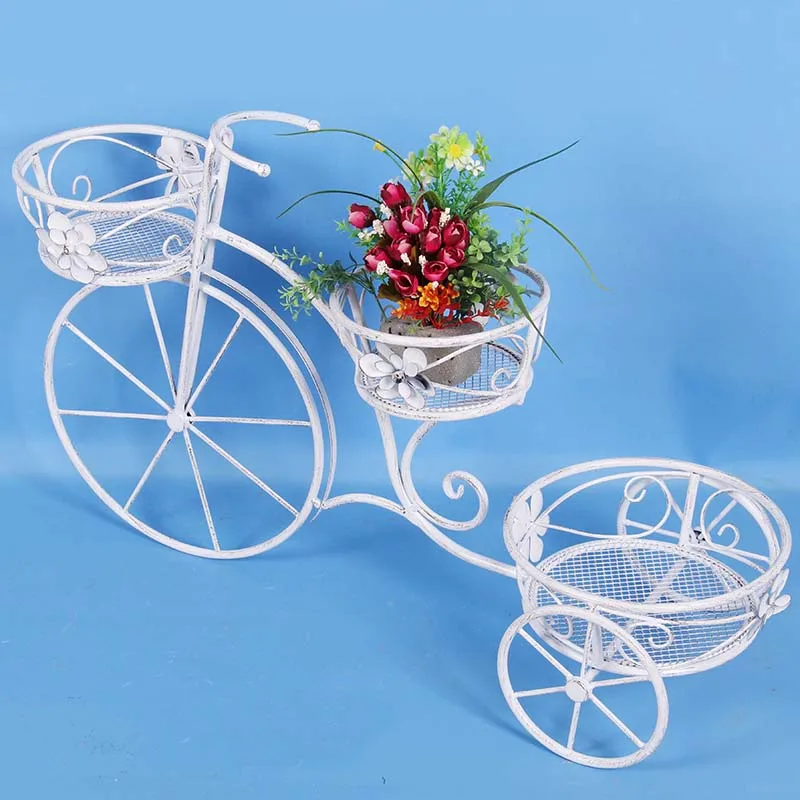 Wrought Iron Vintage cart Flower Pots Bicycle Plant Stand