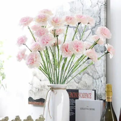 YI WU ZERO High Quality Real Touch Hot Sale Simulation Flower Silk Carnation Artificial Flower For Home Wedding Party Decoration