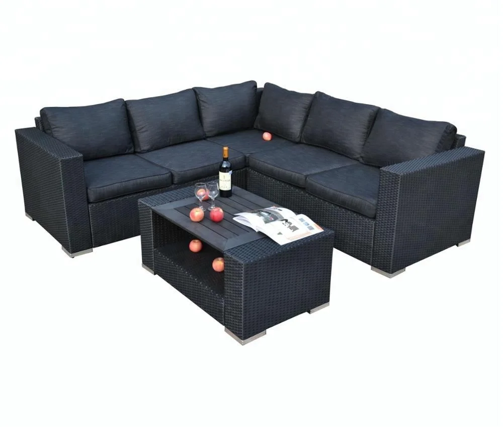 Garden Outdoor Patio Furniture Wicker L Shaped Rattan Sofa Sets