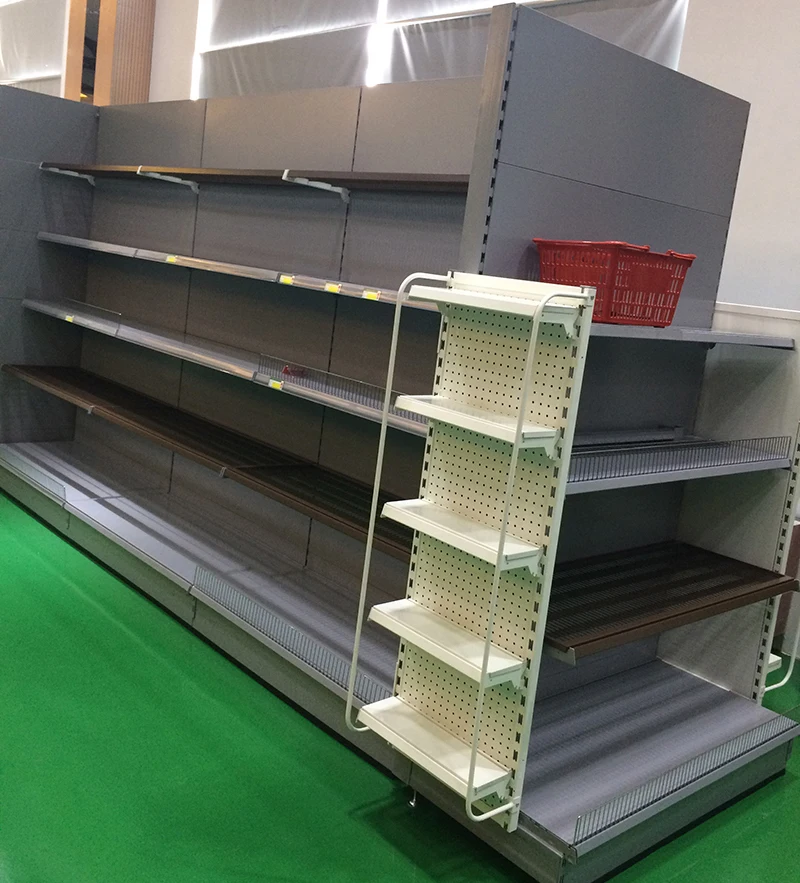 gondola end unit shelving with hanging side frame with heavy duty panel