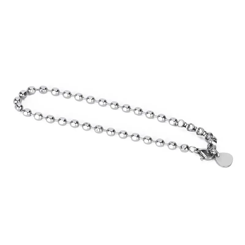 Wholesale Pure Titanium Charm Ball Bead Link Chain Bracelets