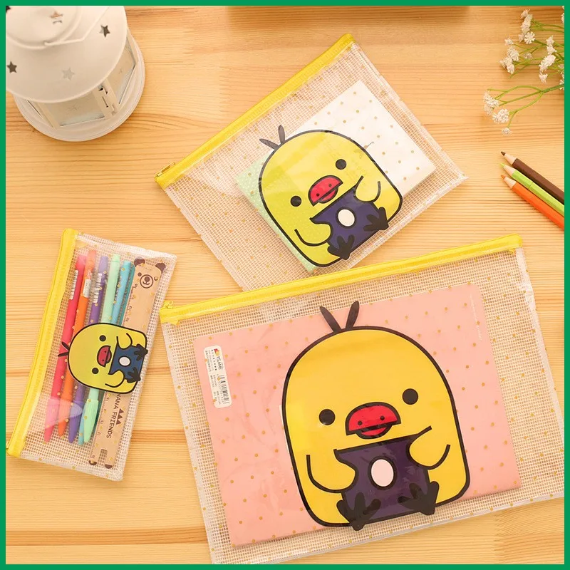 Wholesale custom Printing plastic waterproof document holder mesh pouch zipper file bags