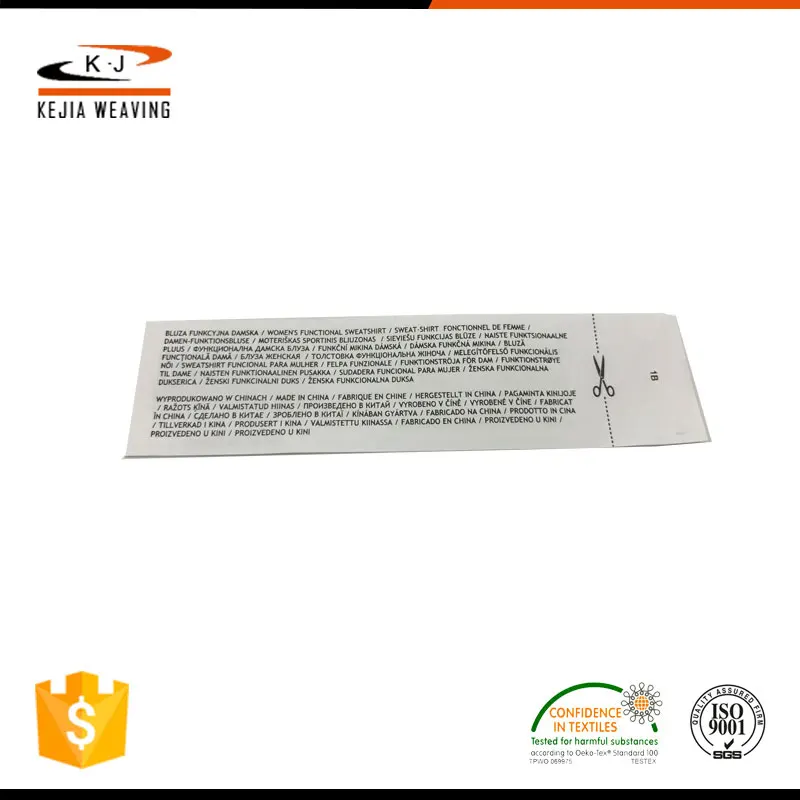 Professional Service Ultrasonic Cut Satin Garment Tags Double Side Printing Care Labels Size Tag for Clothing