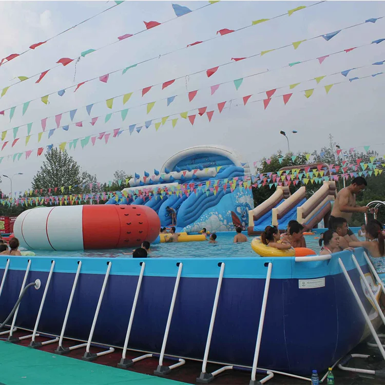 Factory Supply Commercial Portable pvc Inflatable Rectangular Metal Frame Swimming Pool