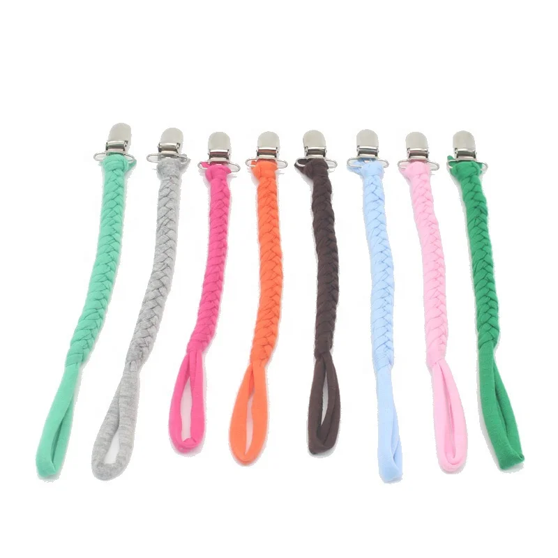 Baby Care Dummy Cotton Chain Pacifier Holder Clips Braided Pacifier Clip- Soft Fabric Binkie Clip holder