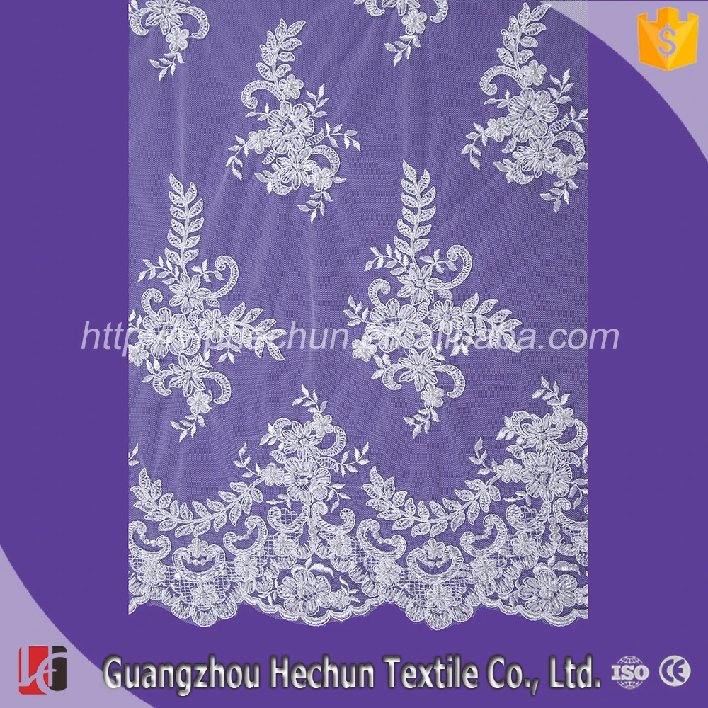 HC-1576 Hechun wholesale sell cheap Embroidery beaded french lace fabric