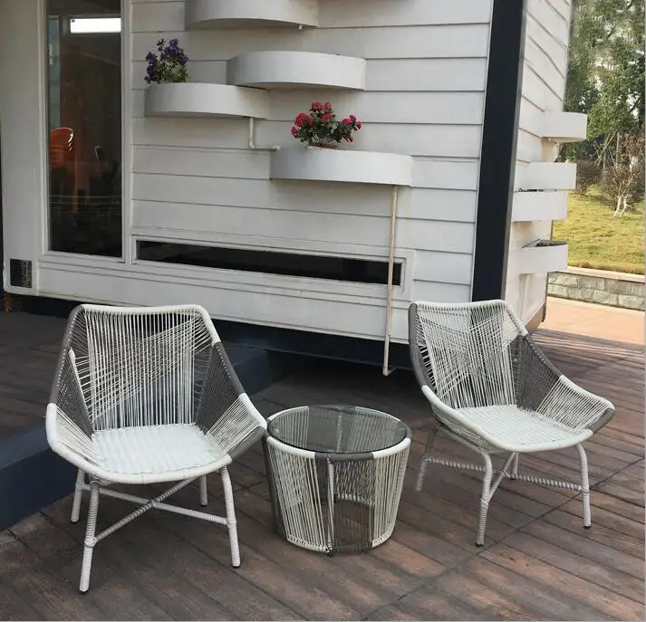 Outdoor Garden Coffee Set Rattan Wicker Lounge Chair Garden Chair