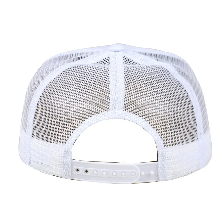 Low profile 5 panel custom embroidery white trucker hat