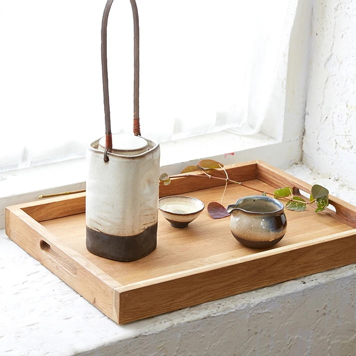 New Product Luxury Popular Acacia Wood Tray with Walnut Stain